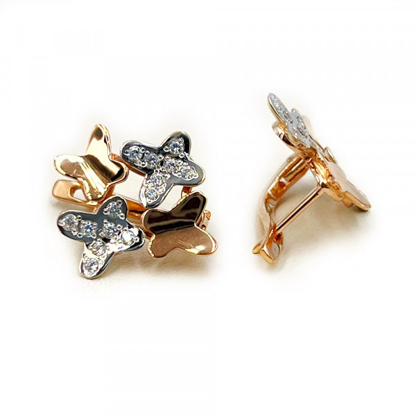 Серьги из золота с цирконом «Бабочки»