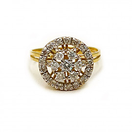 Кольцо из золота в желтом с белым цвете с белыми бриллиантами 01-200779949