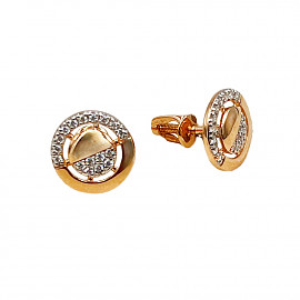 Сережки з золота у червоному з білим кольорі з цирконом 01-200786249