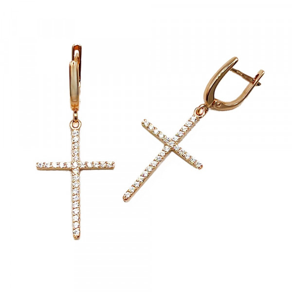 Серьги из золота красного цвета с цирконом