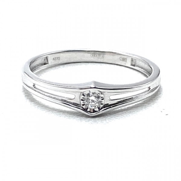 Каблучка з білого золота з білим діамантом