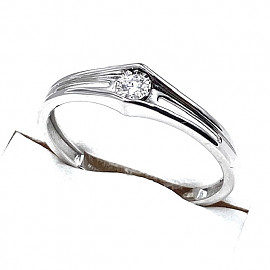 Каблучка з білого золота з білим діамантом