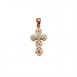 Золотий хрестик у червоному з білим кольорі 01-200863049