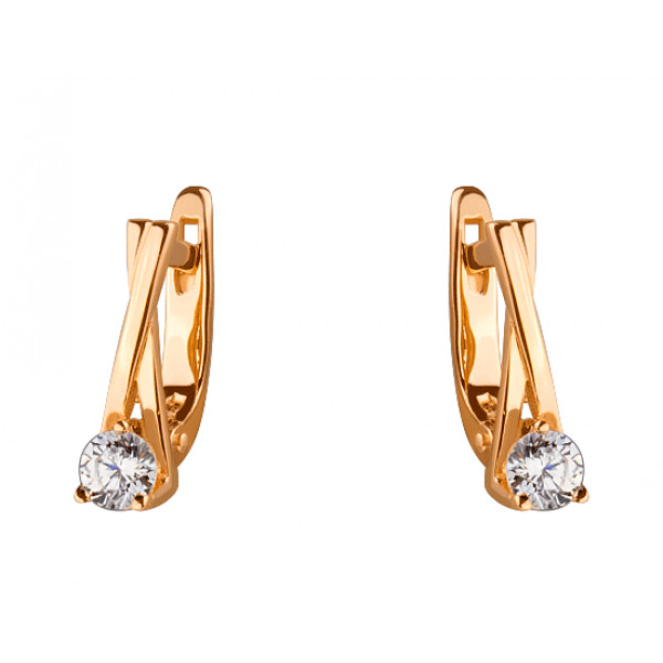 Серьги из золота в красном цвете с цирконом