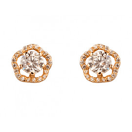 Золоті сережки червоного кольору з цирконом 01-19279050