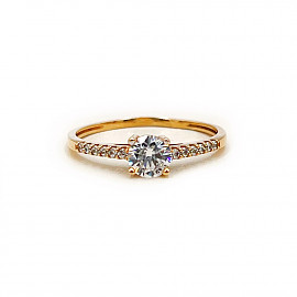 Золотое кольцо в красном цвете с цирконом 01-200138150