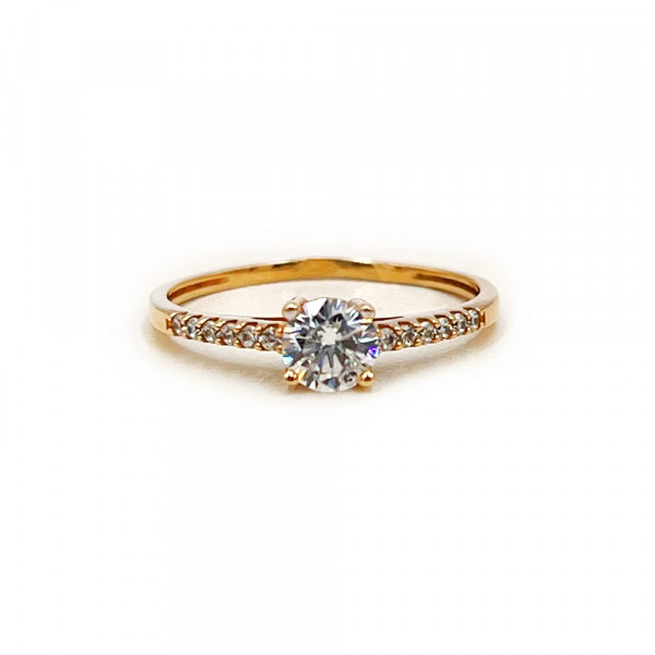 Золота каблучка у червоному кольорі з цирконом