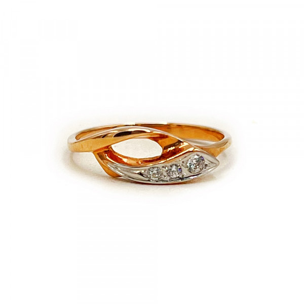 Каблучка з золота червоного з білим кольору з цирконом