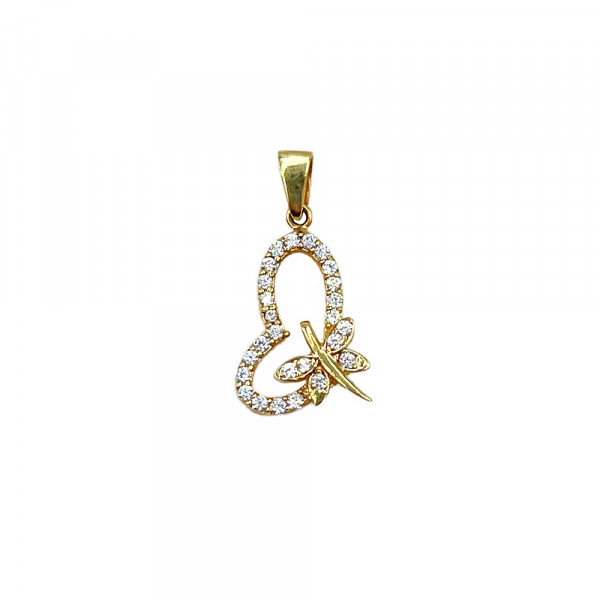 Золотой кулон в желтом цвете с цирконом «Сердце»