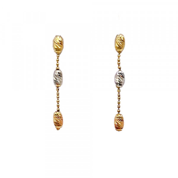 Сережки з золота у червоному з жовтим та білим кольорі