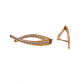 Золоті сережки червоного кольору з цирконом 01-200261750