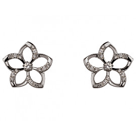Серьги из золота в белом цвете с цирконом 01-200295150