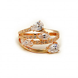 Каблучка з золота червоного кольору з цирконом 01-200786250