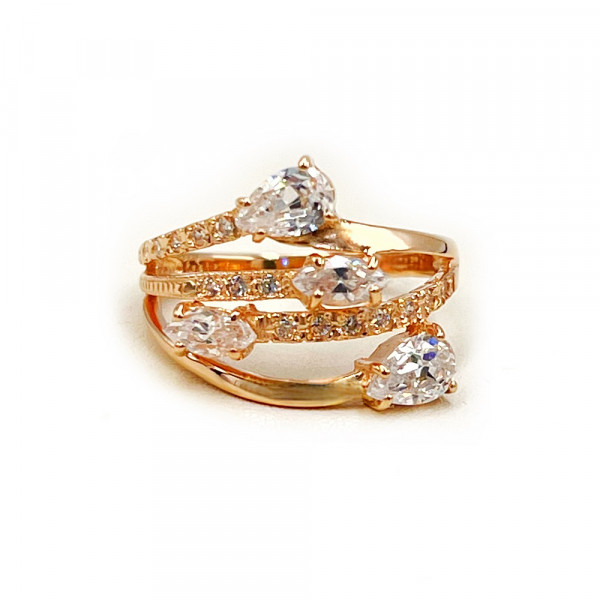 Каблучка з золота червоного кольору з цирконом