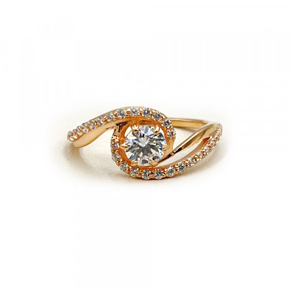 Каблучка з золота у червоному кольорі з цирконом