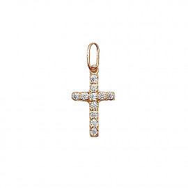 Крестик из золота красного цвета с цирконом 01-200809350