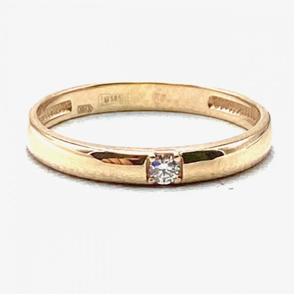 Обручка з золота з білим діамантом