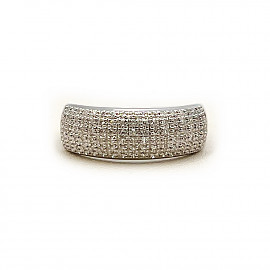 Каблучка з золота білого кольору з цирконом 01-200819850