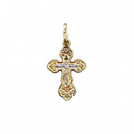 Хрестик з золота у жовтому з білим кольорі 01-200894350