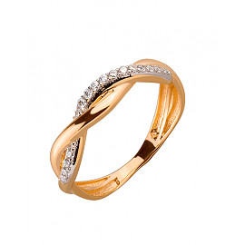 Золота каблучка червоного з білим кольору з цирконом 01-19310151