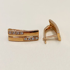 Золотые серьги в красном цвете с цирконом 01-200125851