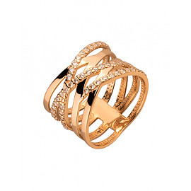 Золотое кольцо красного цвета с цирконом 01-200137451