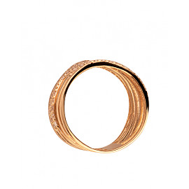 Золотое кольцо красного цвета с цирконом