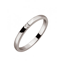 Обручка з золота у білому кольорі з білим діамантом 01-200152651
