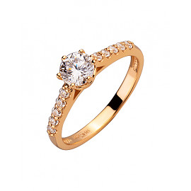 Каблучка з червоного золота з цирконом 01-200191451