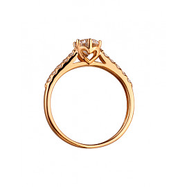 Каблучка з червоного золота з цирконом