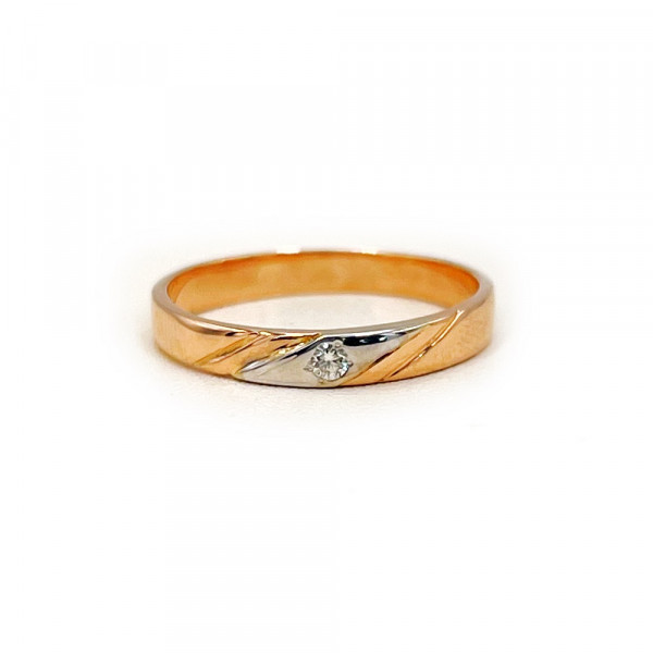 Каблучка з червоного з білим золота з білим діамантом