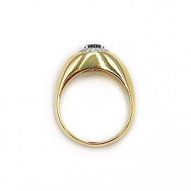 Золотий перстень з білими діамантами та цирконом