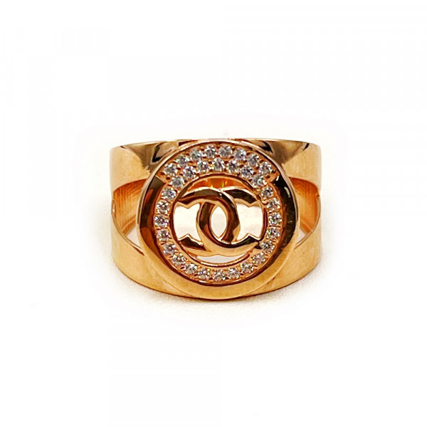 Золота каблучка у червоному кольорі з цирконом