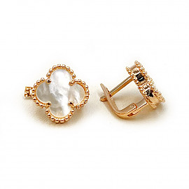 Золоті сережки червоного кольору з перламутром 01-200796851