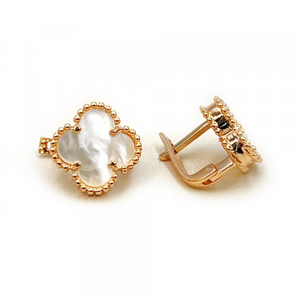 Золоті сережки червоного кольору з перламутром