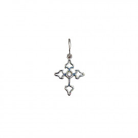 Хрестик з золота білого кольору з цирконом 01-200806151