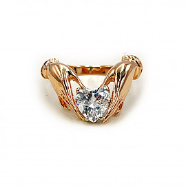 Кольцо из золота в красном с белым цвете с цирконом 01-200817651