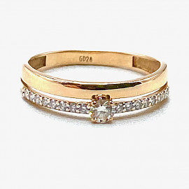 Каблучка з червоного з білим золота з білими діамантами 01-200817951