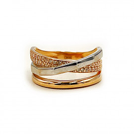 Каблучка з золота червоного з білим кольору з цирконом 01-200836951