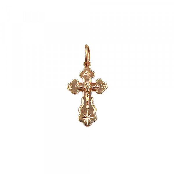 Золотой крестик в красном цвете