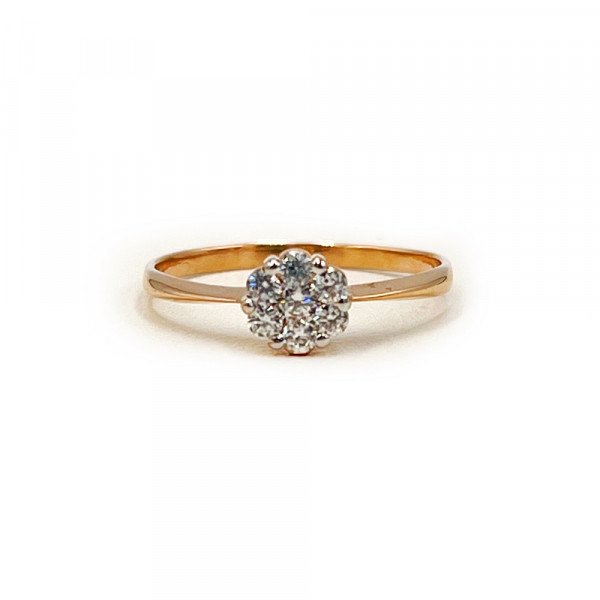 Золота каблучка у червоному кольорі з цирконом