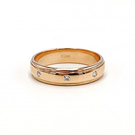 Обручальное кольцо из золота в красном цвете с белыми бриллиантами 01-19147152
