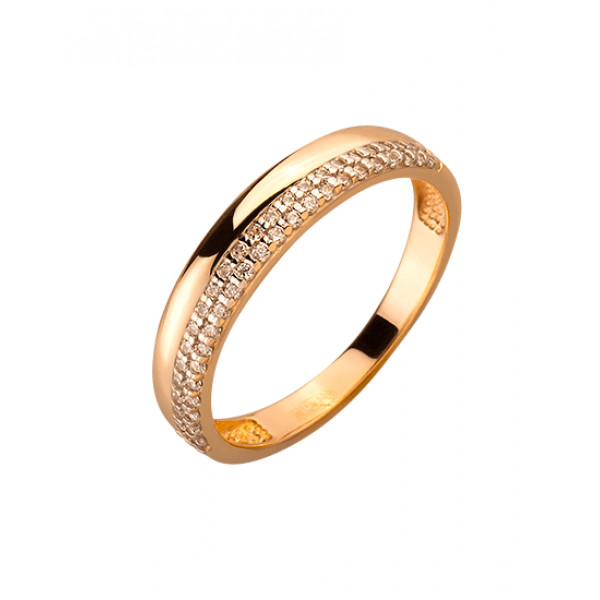 Кольцо из золота в красном с белым цвете с цирконом