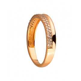 Кольцо из золота в красном с белым цвете с цирконом