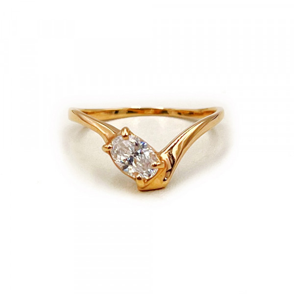 Каблучка з червоного золота з цирконом