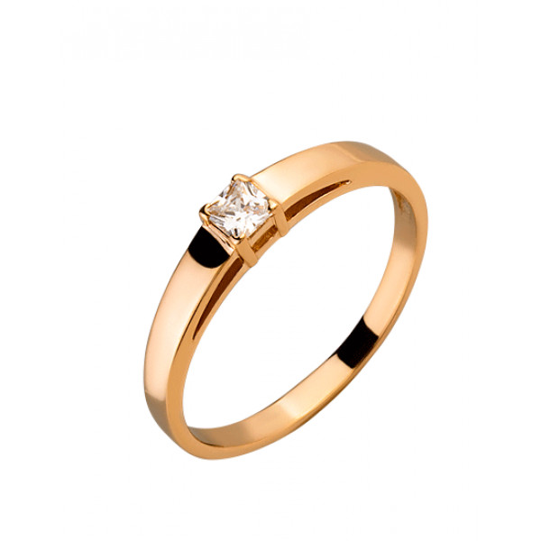 Кольцо из золота в красном цвете с цирконом