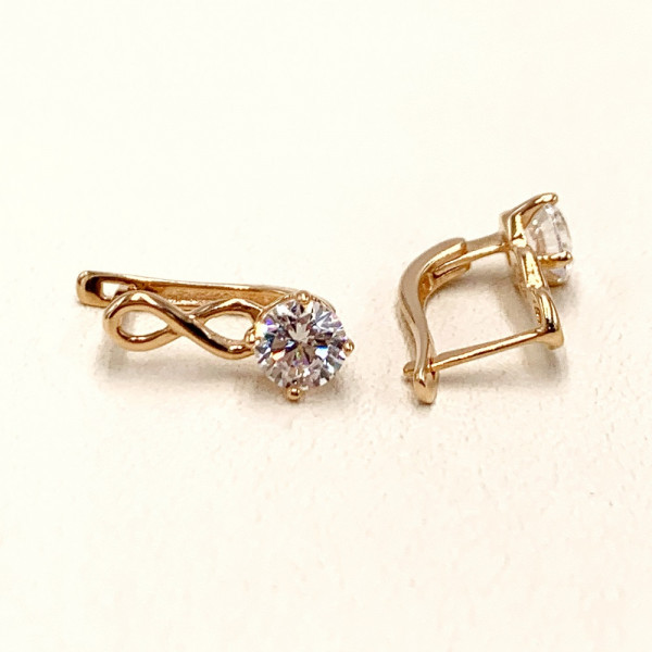 Серьги из золота красного цвета с цирконом