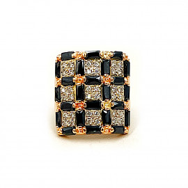 Кольцо из красного с белым золота с цирконом 01-200748252