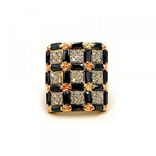 Кольцо из красного с белым золота с цирконом