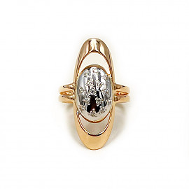 Кольцо из красного с белым золота с цирконом 01-200768552